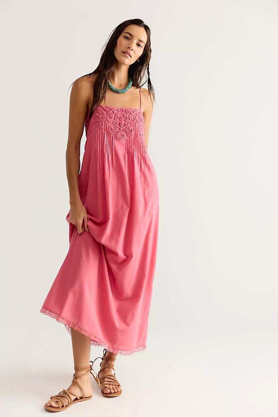 Free People Women's Brown Sky Dancing babydoll Y2k Midi Dress Size S/P A010911